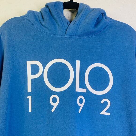 POLO Ralph Lauren Sweatshirt Hoodie 1992 Kangaroo Pocket Banded Cuffs Ribbed Hem - Picture 4 of 12